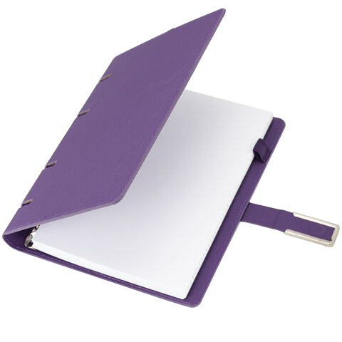 Тетрадь на кольцах А5, 180х220 мм, 120 л., под кожу soft-touch, застежка, BRAUBERG SHADE, фиолетовый, 405247 - фото 3