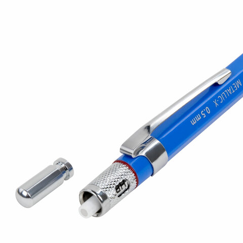 Карандаш механический 0,5 мм + грифели HB 24 штуки на блистере, BRAUBERG "METALLIC-X 05", металлические детали, 181965 - фото 11