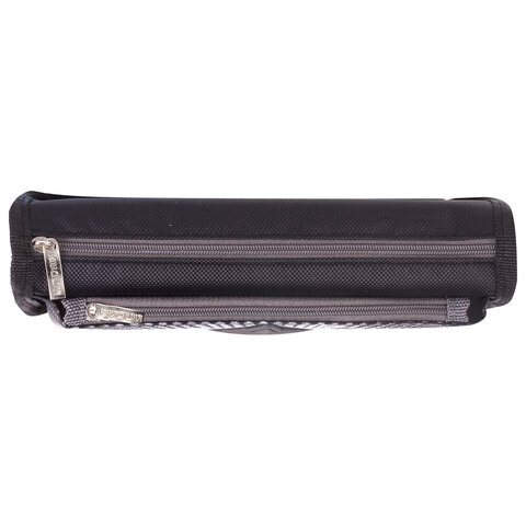 Пенал мягкий ЮНЛАНДИЯ, 2 отделения, полиэстер, "Shark", черный, 21х6х9 см, 270271 - фото 3