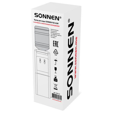 Кулер для воды SONNEN FSE-02W, напольный, НАГРЕВ/ОХЛАЖДЕНИЕ ЭЛЕКТРОННОЕ, 2 крана, белый, 456172 - фото 2