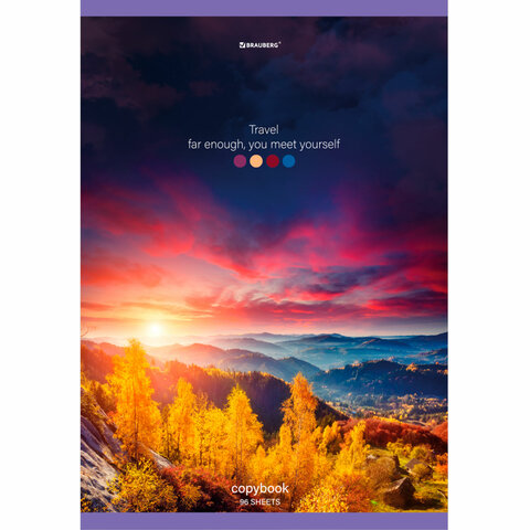 Тетрадь А4, 96 л., BRAUBERG, скоба, клетка, обложка картон, "Journey", 404064 - фото 2