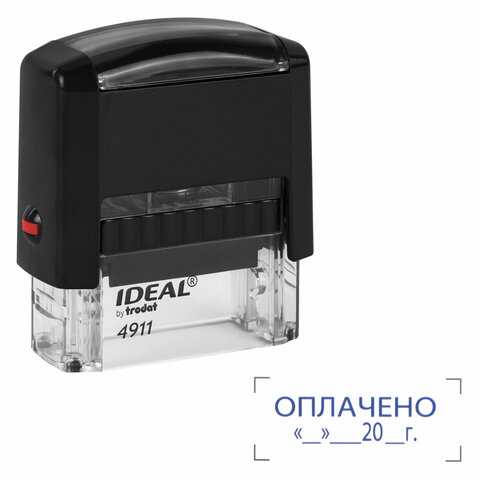 Штамп стандартный "ОПЛАЧЕНО, дата", оттиск 38 х 14 мм, синий, TRODAT IDEAL 4911 DB - 3.13, 161489 - фото 6