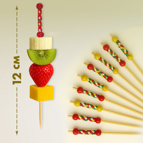 Пики для канапе бамбуковые "Мексика", 12 см, 100 шт., КП, 138289 - фото 9