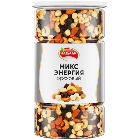 Орехи жареные в банке "МИКС Энергия", кешью, фундук, миндаль, изюм, 1 кг, NARMAK - фото 1