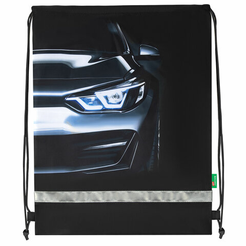 Мешок для обуви BRAUBERG KIDS, светоотражающая полоса, 46х36 см, "Dark car", 273439 - фото 2