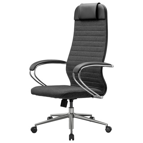 Кресло офисное МЕТТА "К-27" хром, ткань, сиденье и спинка мягкие, серое - фото 12