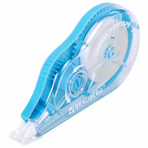 Корректирующая лента BRAUBERG MAXI PLUS, 5 мм х 25 м, механизм перемотки, корпус голубой, блистер, 272500 - фото 5