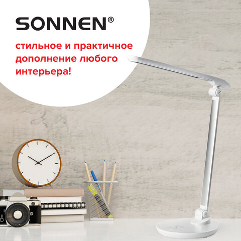 Настольная лампа-светильник SONNEN PH-309, подставка, LED, 10 Вт, металлический корпус, белый, 236689 - фото 13