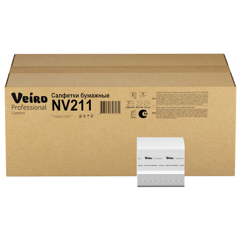 Салфетки VEIRO Professional (Система N4), Comfort, КОМПЛЕКТ 15 шт. х 220 шт., 2-слойные, белые, 21х16,2, V, NV211 - фото 5