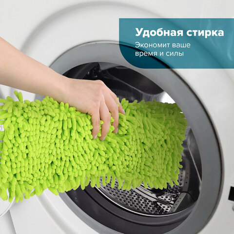 Швабра с флаундером 40 см, черенок 110 см евро, насадка МОП микрофибра СИНЕЛЬ, индивидуальная упаковка пакет, ЛЮБАША, 606313 - фото 19