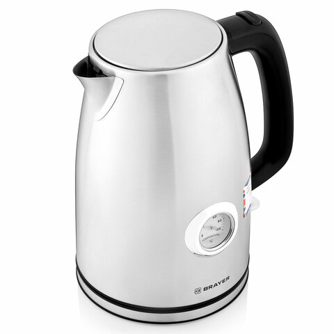 Чайник с термометром BRAYER BR1022, 1,8 л, 2200 Вт, закрытый нагревательный элемент, сталь - фото 3