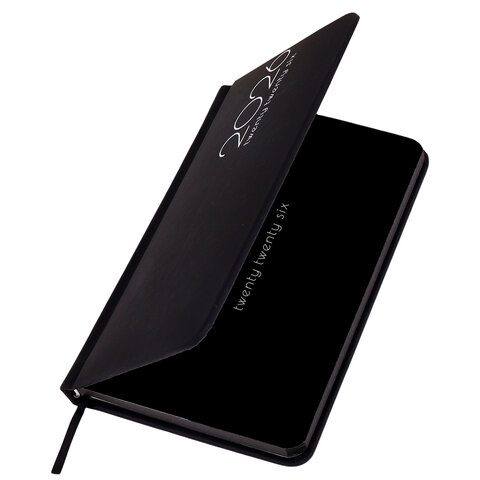 Еженедельник датированный 2026 МАЛЫЙ ФОРМАТ 95х155 мм, А6, BRAUBERG "Vista", под кожу, "Black coal", 117205 - фото 3