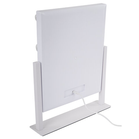 Зеркало для макияжа гримерное с подсветкой, 9 LED-ламп, 3 режима свечения, размер 25х30 см, работа от сети 220 V, цвет белый, BRABIX, 609335 - фото 6