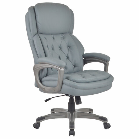 Кресло BRABIX PREMIUM "Regal EX-557", НАГРУЗКА до 150 кг, пружинный блок, экокожа, серое, 532946 - фото 1