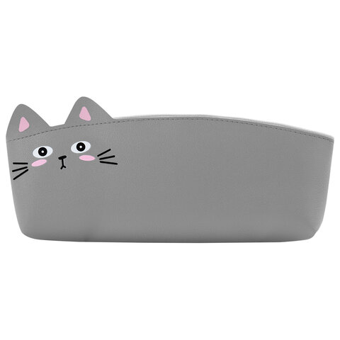 Пенал ЮНЛАНДИЯ ЮНИОР, 1 отделение, искусственная кожа, "Gray kitty", 20х9х7 см, 273819 - фото 2