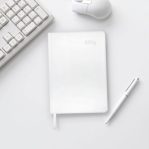 Ежедневник датированный 2026 А5 148х218 мм, GALANT "White", под кожу, белый, 117494 - фото 5