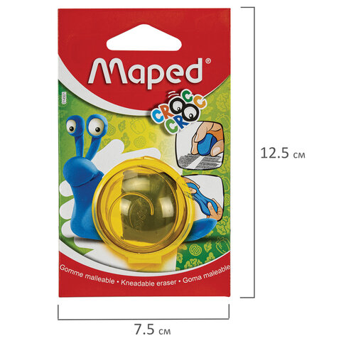 Ластик-клячка художественный MAPED Croc Croc "Улитка" в футляре, 40x36x10 мм, мягкий, голубой, 014501 - фото 6