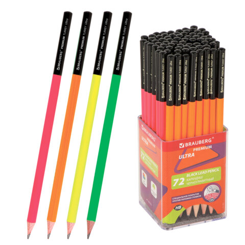 Карандаш чернографитный BRAUBERG "PREMIUM TURKEY", 1 шт., "Ultra", НВ, ассорти, дисплей,181570 - фото 1