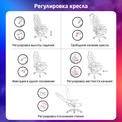 Кресло компьютерное BRABIX "GT Carbon GM-120", две подушки, экокожа, черное/синее, 531930 - фото 19