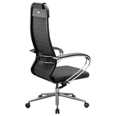 Кресло офисное МЕТТА "К-27" хром, ткань, сиденье и спинка мягкие, серое - фото 10