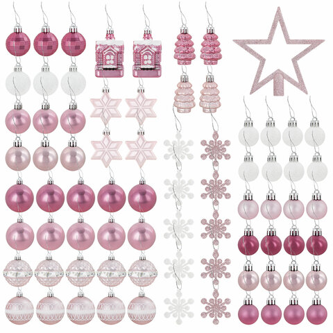 Шары новогодние ёлочные "Elegant Pink" 77 предметов, розовый/белый, ЗОЛОТАЯ СКАЗКА, 591715 - фото 2