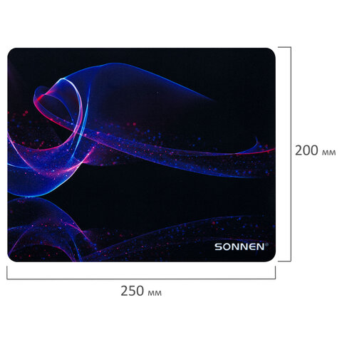 Коврик для мыши SONNEN "NEON WAVE" резина + ткань, 250х200х2 мм, 513958 - фото 5