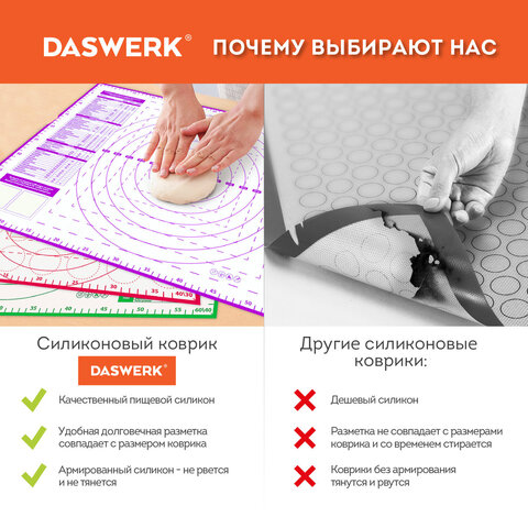 Коврики силиконовые для выпечки 4 в 1: Коврики 30х40 см / 46х66 см, Нож 24 см, Скалка, DASWERK (ДАСВЕРК), 608429 - фото 28