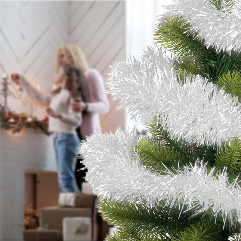 Мишура КОМПЛЕКТ 3 штуки, диаметр 100 мм, длина 2 м, белая, 592218 - фото 10