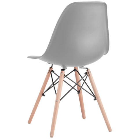 Стулья BRABIX "Eames CF-010", КОМПЛЕКТ 4 шт., пластик серый, опоры дерево/металл, 532632, 2033A - фото 5
