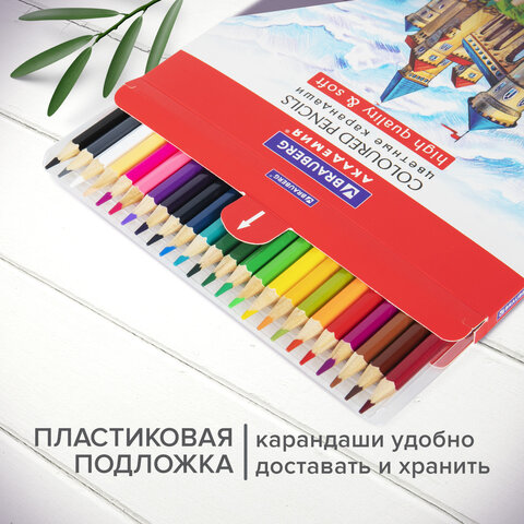 Карандаши цветные мягкие BRAUBERG АКАДЕМИЯ, 24 цвета, шестигранные, грифель 3 мм, натуральное дерево, 181866 - фото 10