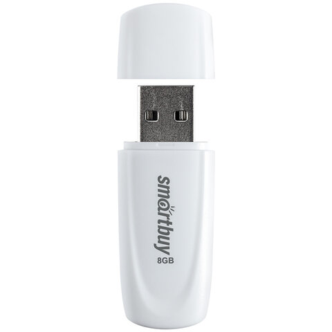 Флеш-диск 8 GB SMARTBUY Scout USB 2.0, белый, SB008GB2SCW - фото 3
