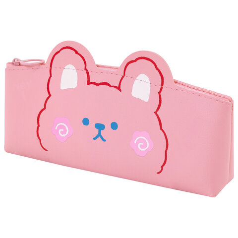 Пенал ЮНЛАНДИЯ ЮНИОР, 1 отделение, искусственная кожа, "Pink bear", 20х9х7 см, 273818 - фото 1