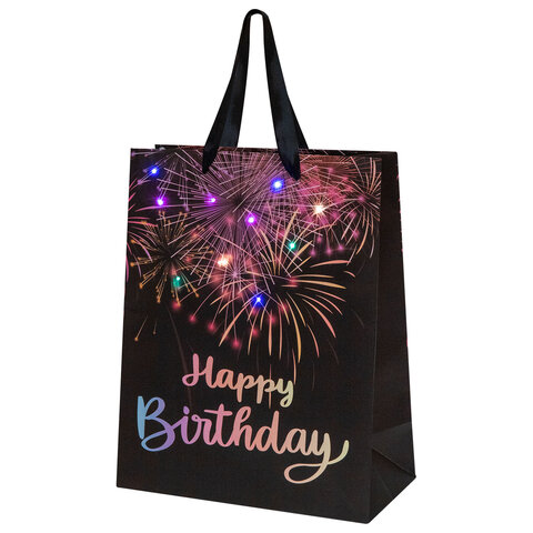 Пакет подарочный (1 штука) 26x13x32 см (L), "LED Bag", черный, ЗОЛОТАЯ СКАЗКА, 700836 - фото 1