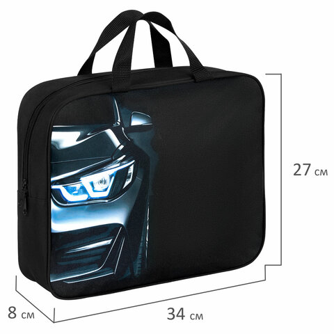 Папка на молнии с ручками BRAUBERG KIDS А4, 1 отделение, полиэстер, 80 мм, "Dark car", 273315 - фото 8