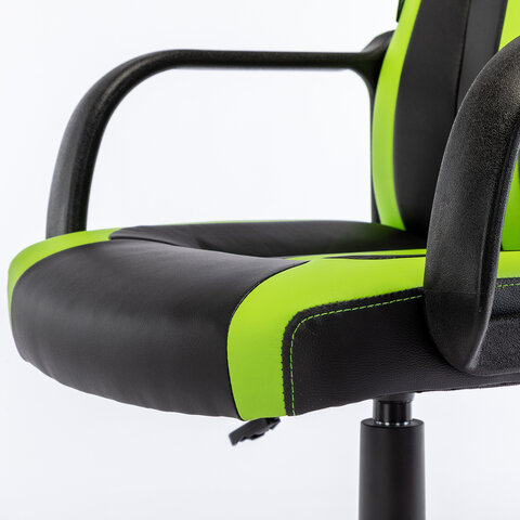 Кресло компьютерное BRABIX "Stripe GM-202", экокожа, черное/зеленое, 532511 - фото 12