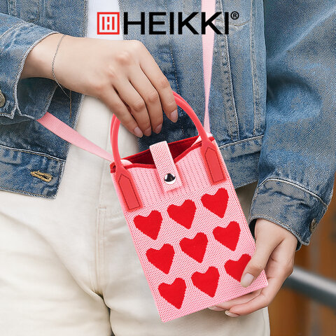 Сумочка-органайзер повседневная HEIKKI KNIT (ХЕЙКИ) кросс боди, вязаная, 17х12х5 см, "Сердечки", 273795 - фото 8