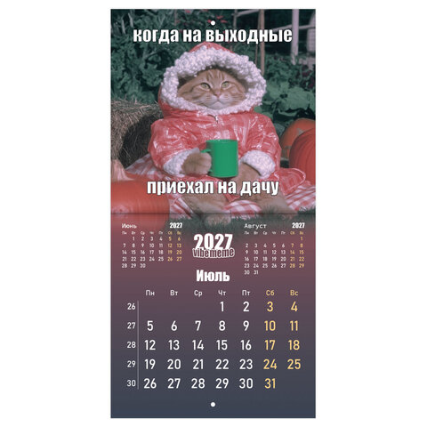 Календарь настенный перекидной 2027 г., BRAUBERG, 12 листов, 21,4х42,8 см, МИНИ, "Vibe meme", 118438 - фото 10
