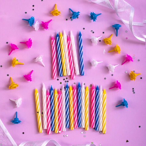 Набор свечей для торта 24 шт., 6 см, 24 держателя, ЗОЛОТАЯ СКАЗКА, в блистере, 591445 - фото 6