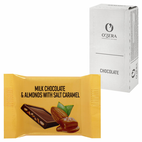 Шоколад порционный O'ZERA "Milk & Almonds" с миндалем и соленой карамелью, 1,2 кг, РРХ544 - фото 1