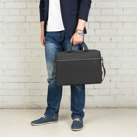 Сумка портфель BRAUBERG PRACTICAL с отделением для ноутбука 15,6", Grey line, черная, 29х40х7 см, 272604 - фото 12