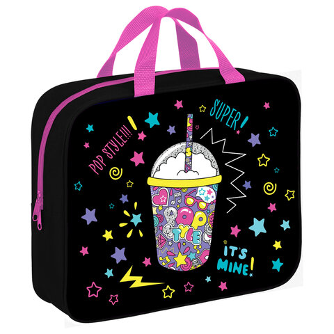 Папка на молнии с ручками BRAUBERG А4, 1 отделение, полиэстер, 80 мм, "Pop style", 271480 - фото 1