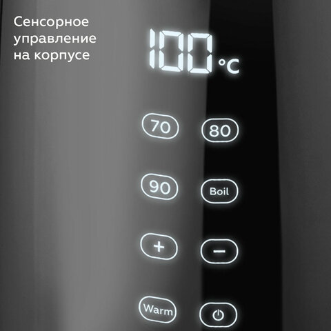Чайник электрический с двойными стенками BQ (БИ-КЬЮ) KT1801SW, 1,7 л, 2200 Вт, ТЕРМОРЕГУЛЯТОР, черный, 86198284 - фото 2