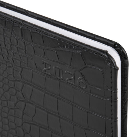 Еженедельник датированный 2026 А5 145х215 мм, BRAUBERG "Party", под кожу, черный, 117180 - фото 4