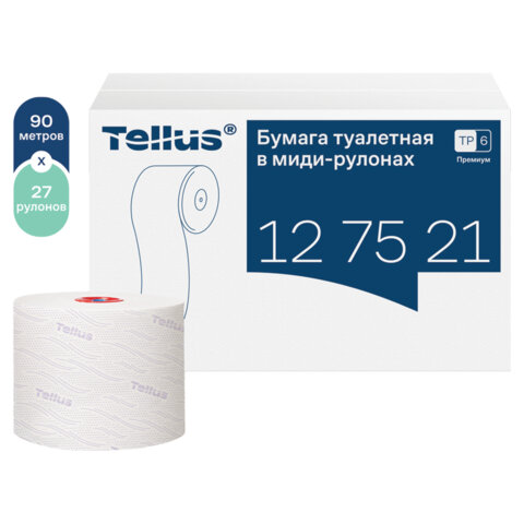 Бумага туалетная 90 м, Tellus/TORK (Система Т6) PREMIUM, КОМПЛЕКТ 27 рулонов, 2-слойная, белая, 127520/127521 - фото 5