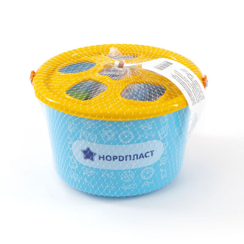 Игра-сортер дидактическая "Ведерко-сортер", пластиковая, 12 формочек, НОРДПЛАСТ, 310 - фото 2