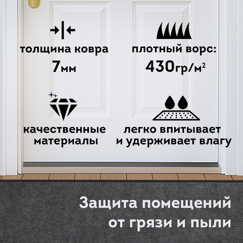 Коврик придверный 90х150 см, СЕРЫЙ, влаго-грязезащитный, 430 г/м2, ребристый, ЛЮБАША СТАНДАРТ, 701039 Коврик придверный 90х150 см, СЕРЫЙ, влаго-грязезащитный, 430 г/м2, ребристый, ЛЮБАША СТАНДАРТ, 701039 - фото 9