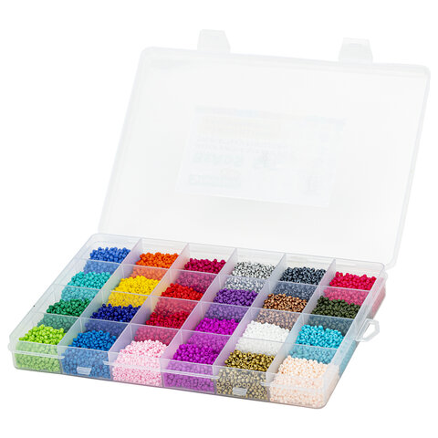 Набор для создания бижутерии и украшений из бисера BEADS SET, 6000 элементов, 24 вида, BRAUBERG KIDS, 664696 - фото 4