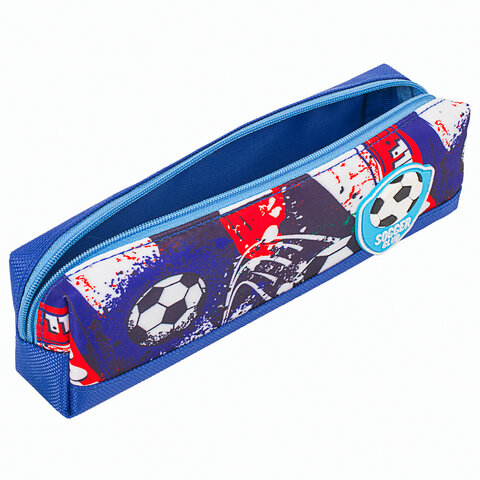 Пенал ЮНЛАНДИЯ, 1 отделение, полиэстер, "Football", синий, 19х4х6 см, 270270 - фото 6
