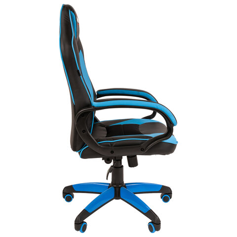 Кресло компьютерное BRABIX "Blaze GM-162", TW/экокожа, черное/голубое, 532578, 7083506 - фото 3