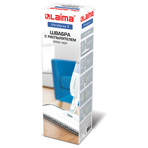 Швабра с распылителем UltraSpray X, 2 насадки из микрофибры объемный ворс, скребок, LAIMA, 609143 - фото 16